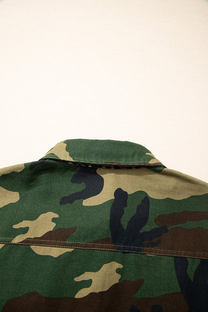 Stacey B's Brown Leopard Camo Patchwork Oversize Shacket