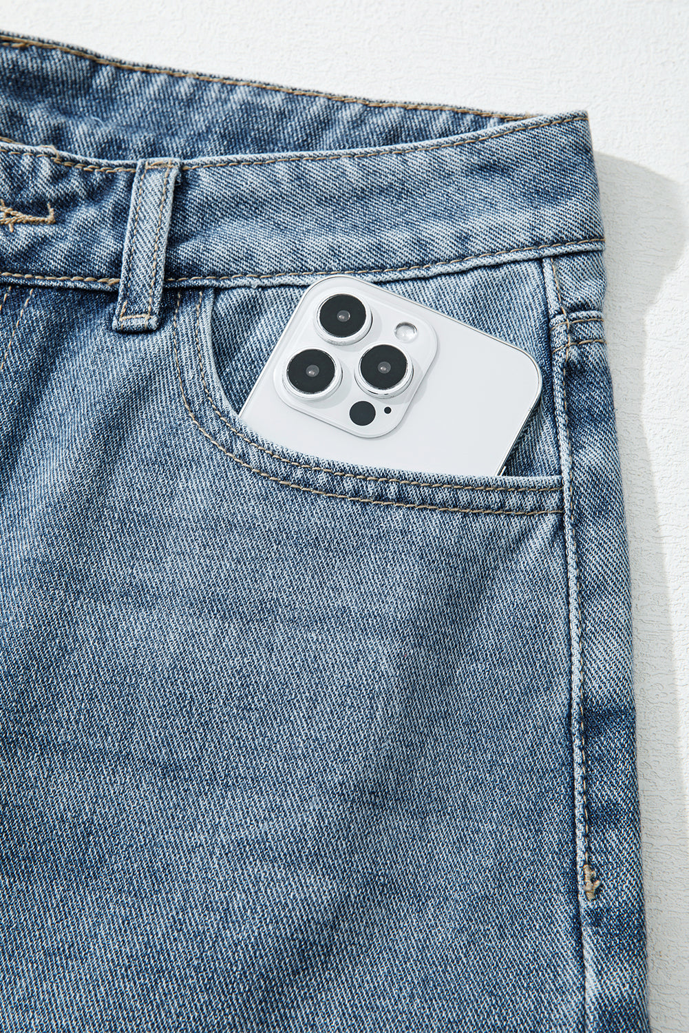 Stacey B's Dusk Blue Embroidered Cropped Wide Leg High Waist Jeans