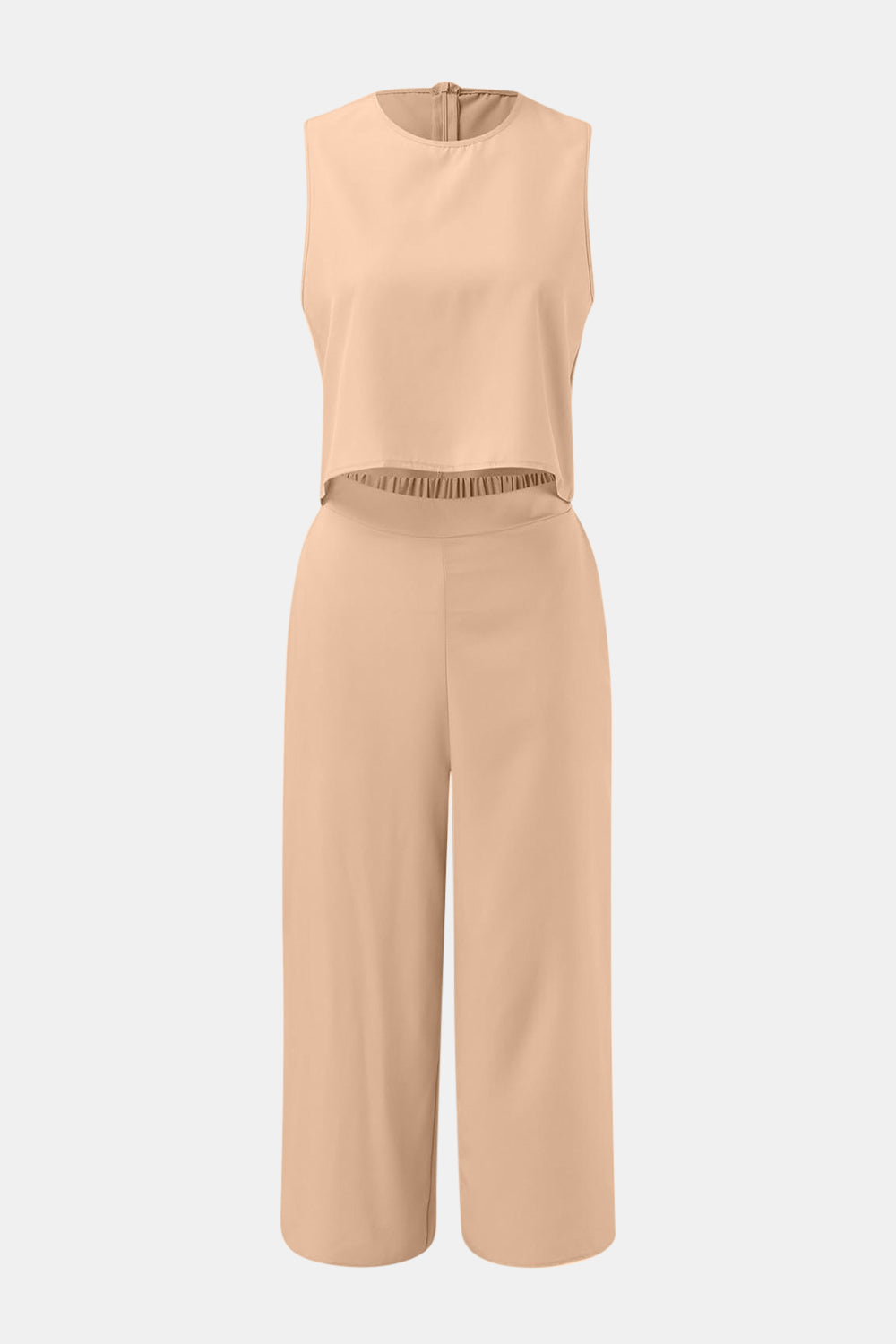 Stacey B's Round Neck Top and Wide Leg Pants Set