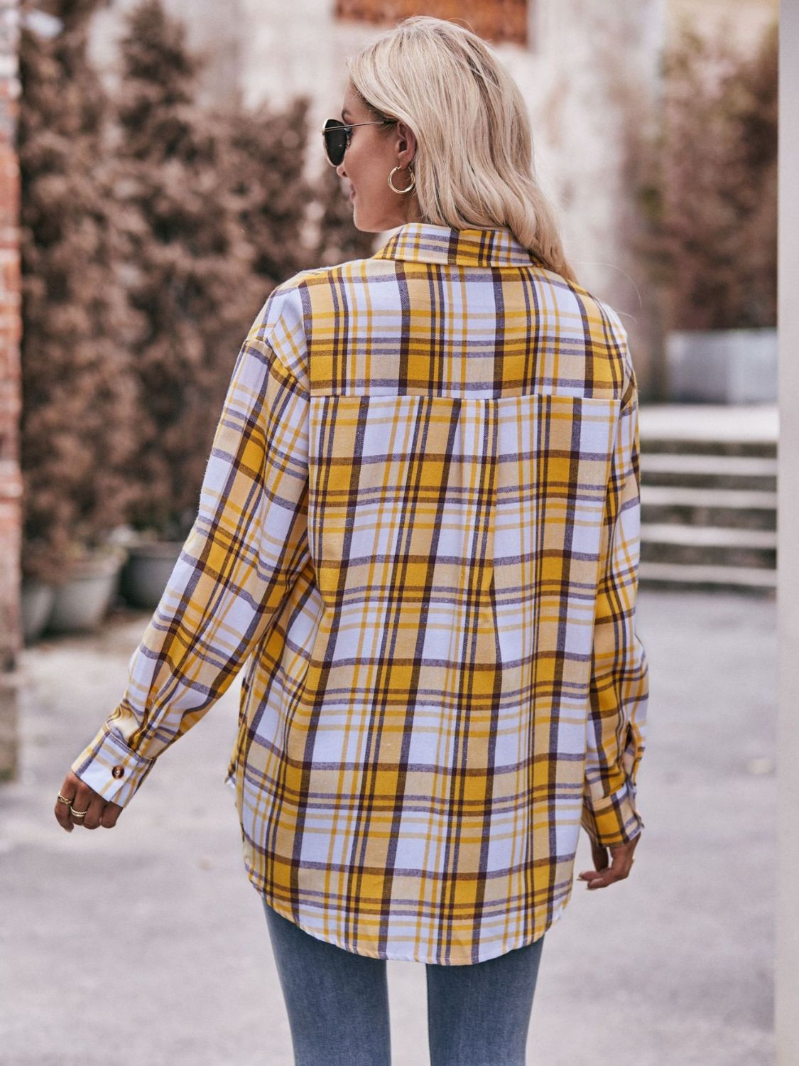 Stacey B's Mandy Plaid Dropped Shoulder Longline Shirt