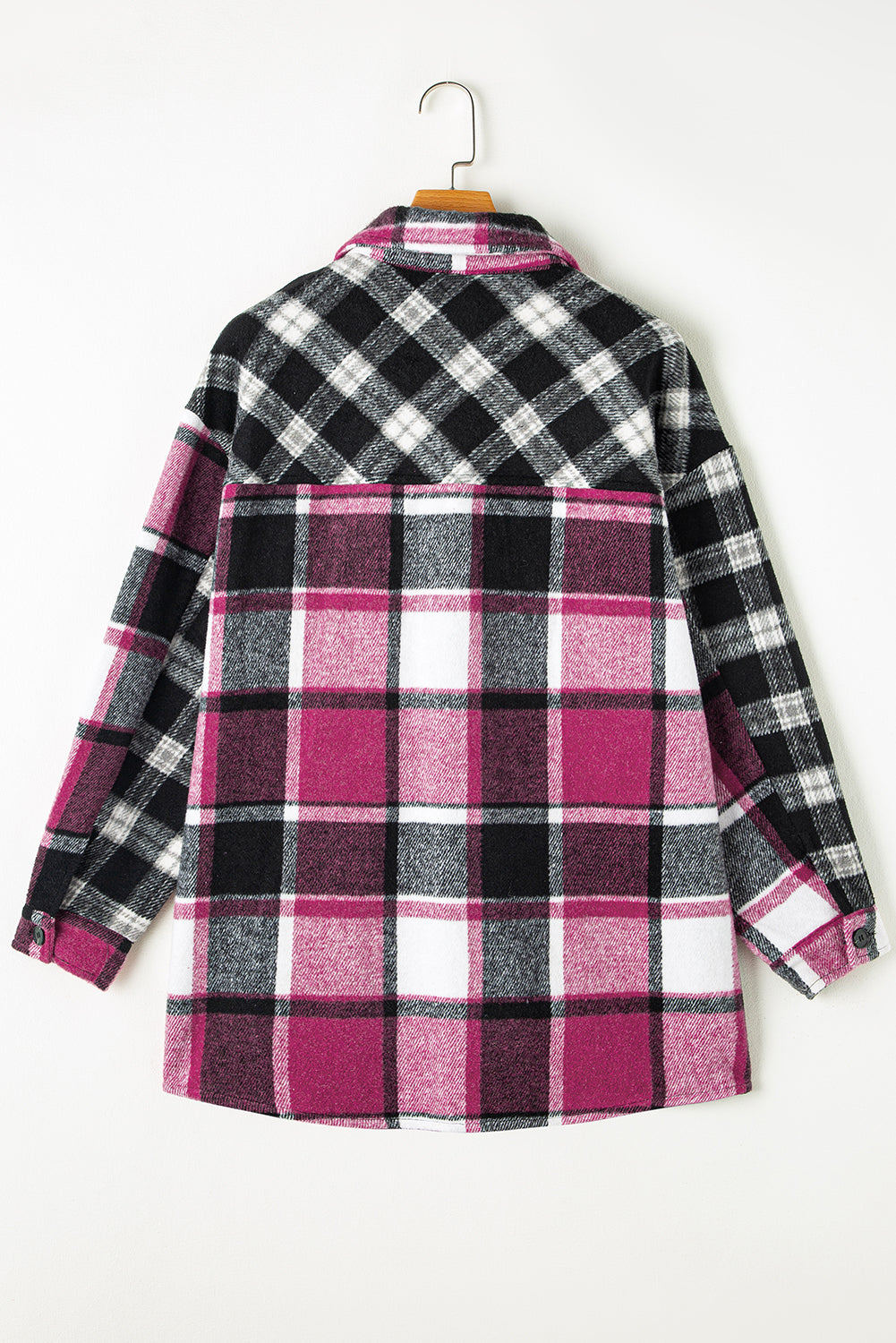 Stacey B's Black Plaid Colorblock Loose Shacket