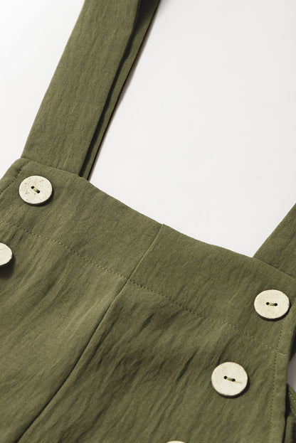 Stacey B's Jungle Green Solid Color Buttoned Straight Leg Overall