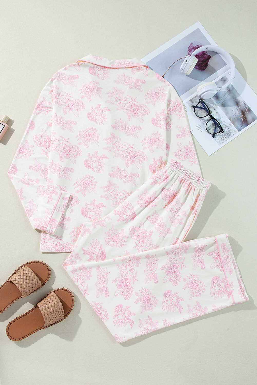 Stacey B's Pink Floral Long Sleeve and Pants Pajamas Set