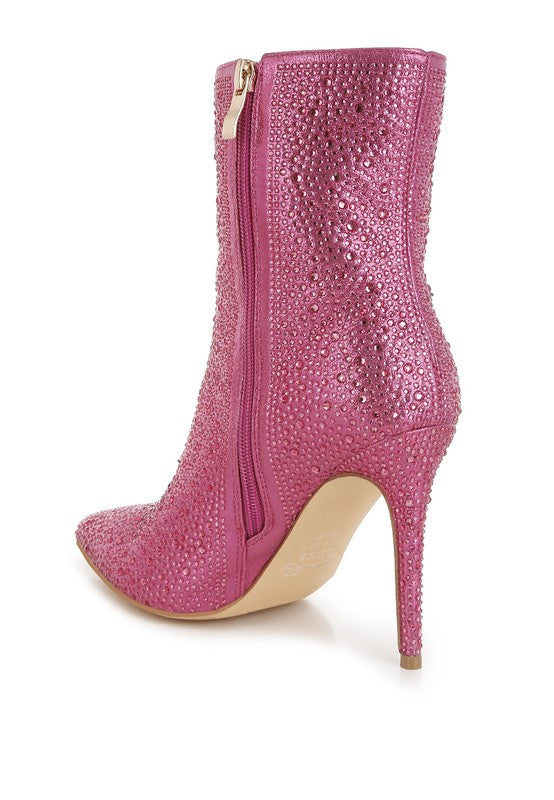 Stacey B's Anun Rhinestones Embellished High Ankle Boots