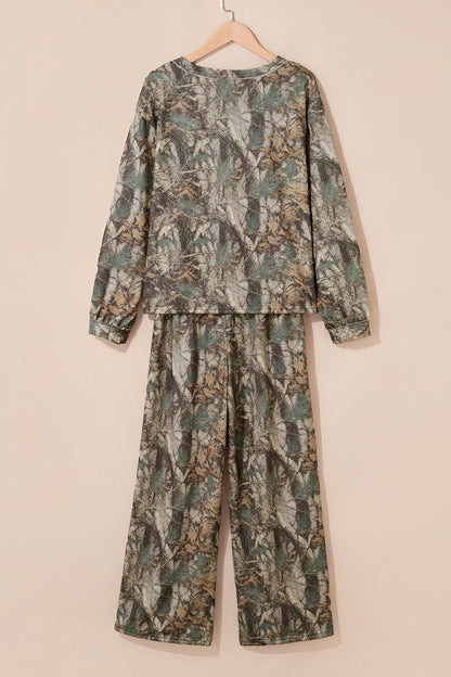 Stacey B's Green Abstract Print Long Sleeve Pant Set