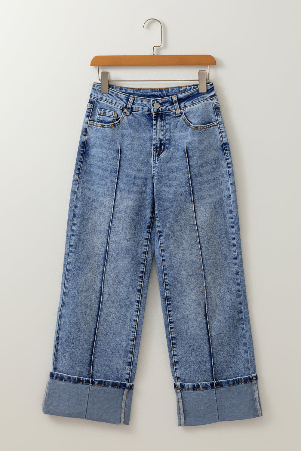 Stacey B's Myosotis Center Seam Cuffed Hem Straight High Waist Jeans