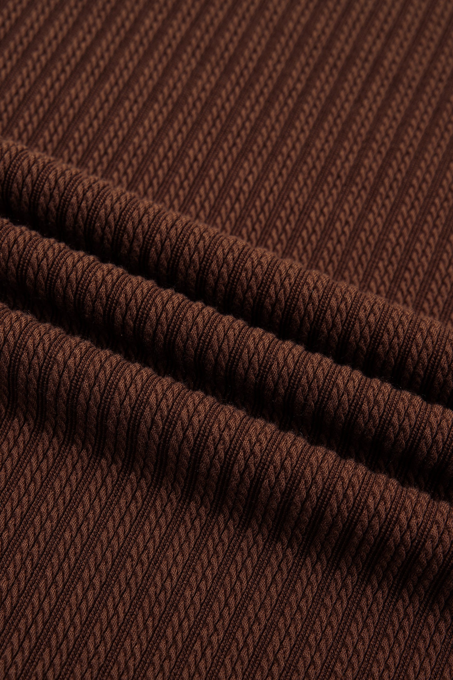 Stacey B's Dark Brown Textured Ribbed Knit Lettuce Trim 2pcs Lounge Set
