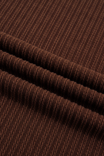Stacey B's Dark Brown Textured Ribbed Knit Lettuce Trim 2pcs Lounge Set
