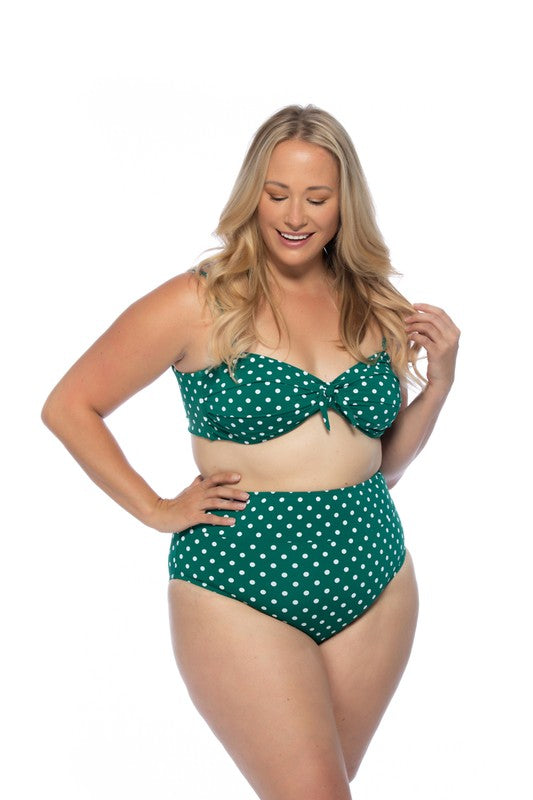 Stacey B's Green Polka Dot high Waist Bikini Set