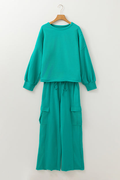 Stacey B's Solid Color Pullover Top and Cargo Pants Set