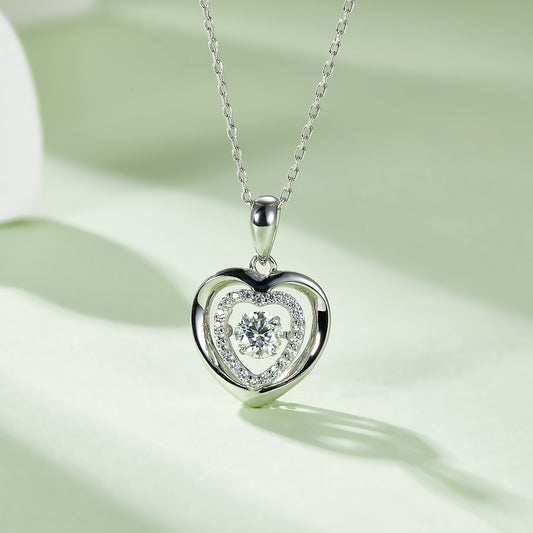 Stacey B's Moissanite 925 Sterling Silver Heart Necklace