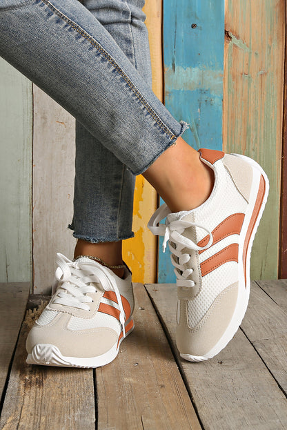 Stacey B's Blackish Green Patchwork Breathable Lace Up Sneakers
