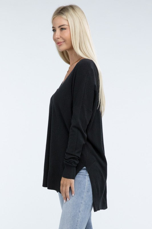 Stacey B's Hi-Low Hem Front Seam Sweater