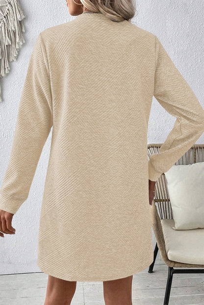 Stacey B's Rose Red Plain Textured Long Sleeve Shift Short Dress
