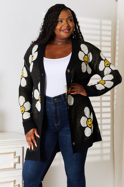 Stacey B's Perfee Floral Button Down Longline Cardigan