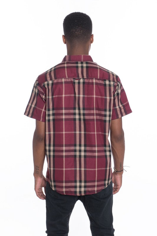 Stacey B's Weiv Men's Casual Short Sleeve Checker Shirts