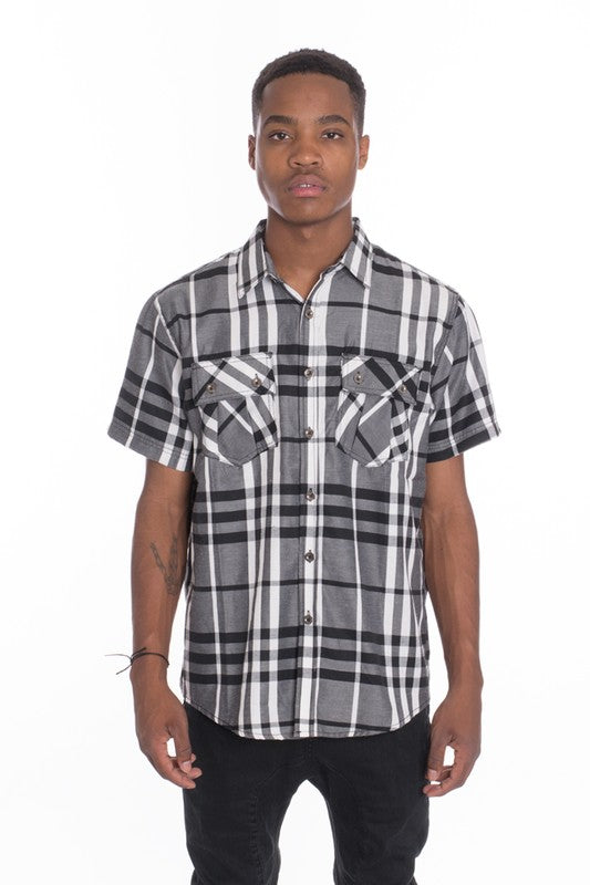 Stacey B's Weiv Men's Casual Short Sleeve Checker Shirts