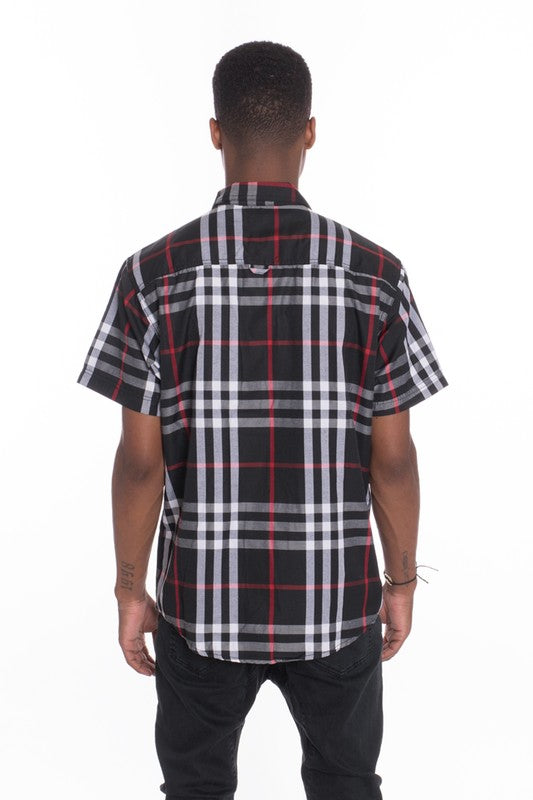 Stacey B's Weiv Men's Casual Short Sleeve Checker Shirts