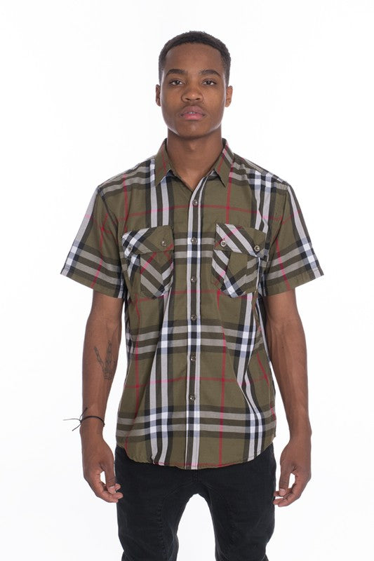 Stacey B's Weiv Men's Casual Short Sleeve Checker Shirts