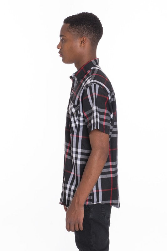 Stacey B's Weiv Men's Casual Short Sleeve Checker Shirts