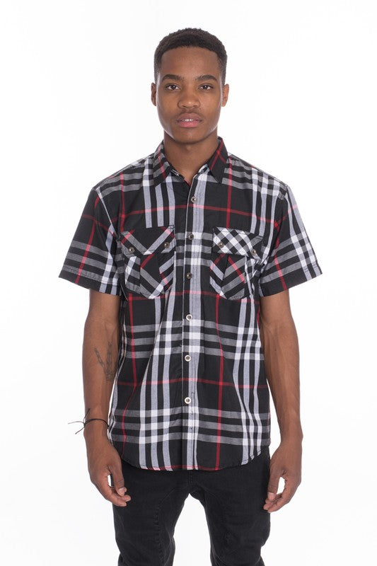 Stacey B's Weiv Men's Casual Short Sleeve Checker Shirts