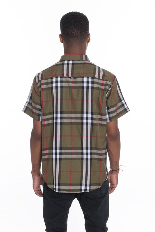 Stacey B's Weiv Men's Casual Short Sleeve Checker Shirts