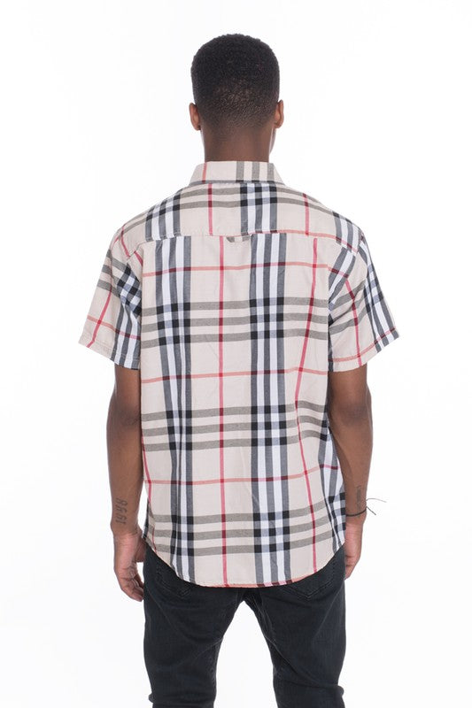 Stacey B's Weiv Men's Casual Short Sleeve Checker Shirts