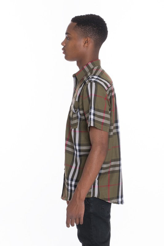 Stacey B's Weiv Men's Casual Short Sleeve Checker Shirts