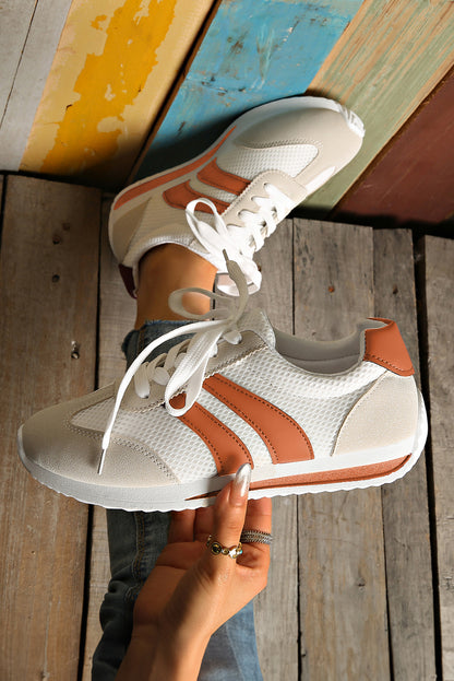 Stacey B's Blackish Green Patchwork Breathable Lace Up Sneakers