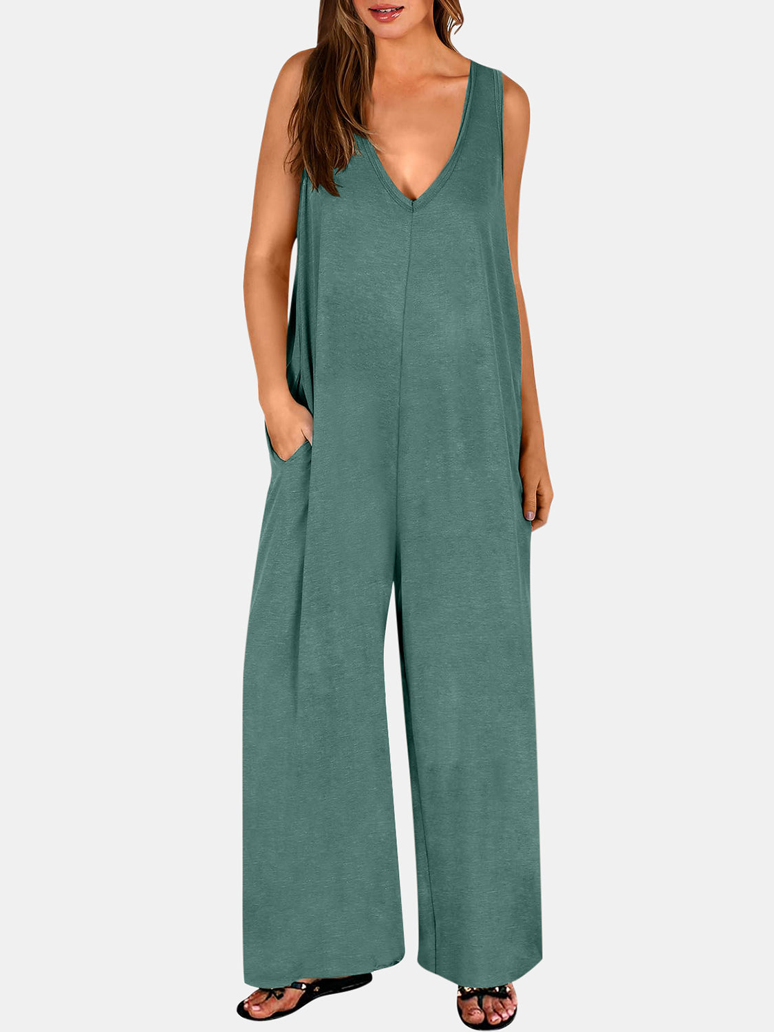 Stacey B's Full Size V-Neck Wide Strap Jumpsuit