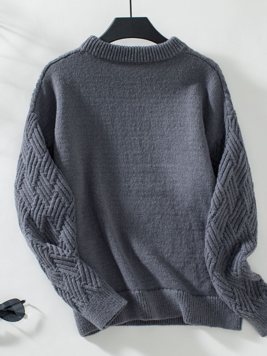 Stacey B's Round Neck Long Sleeve Woven Sweater