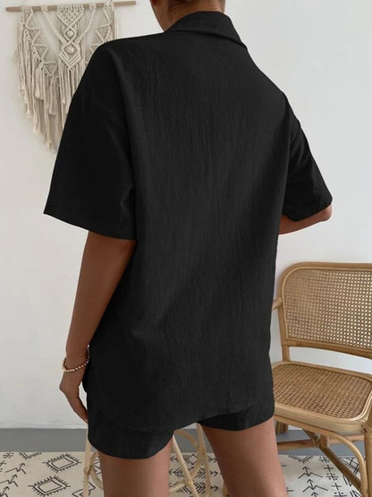 Stacey B's Button Up Short Sleeve Shirt and Shorts Set