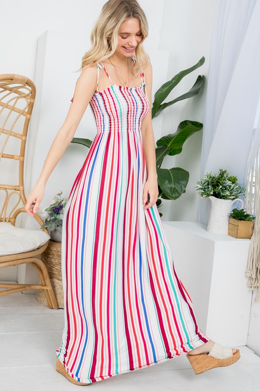 Stacey B's Plus Stripe Smocked Maxi Dress