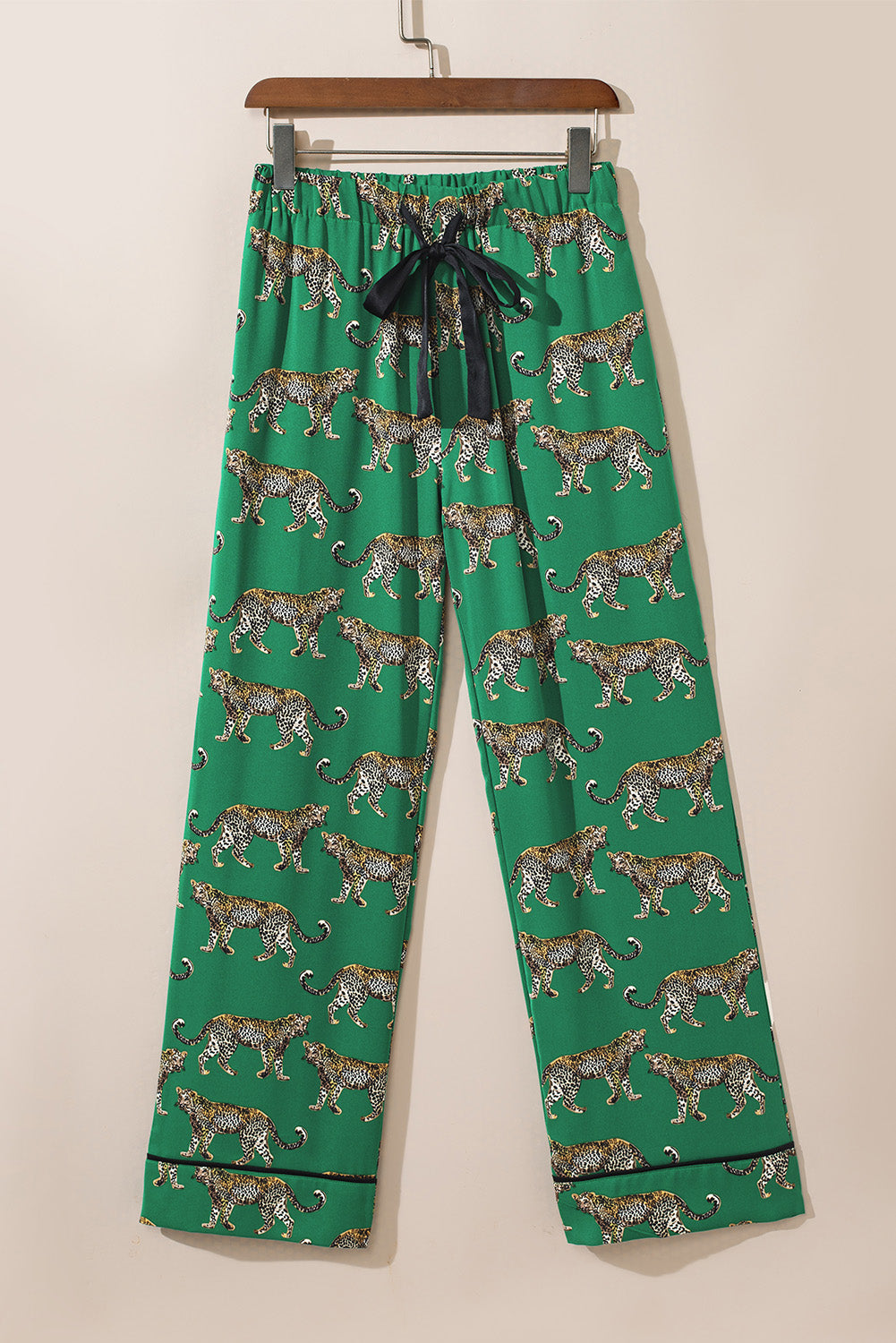 Stacey B's Green Cheetah Print Short Sleeve Shirt and Pants Pajama Set