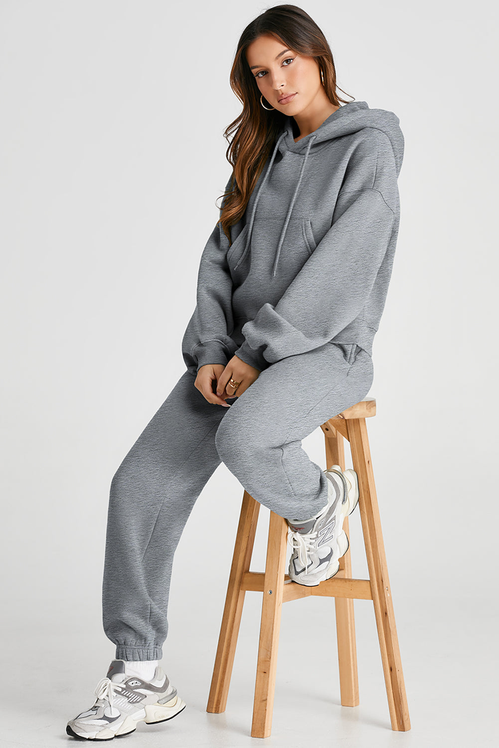 Stacey B's Dropped Shoulder Hooded Top and Pants Active Set