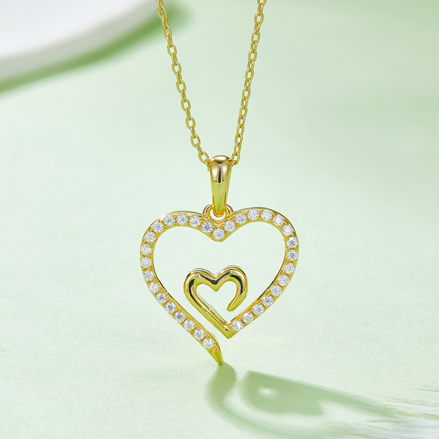 Stacey B's Moissanite 925 Sterling Silver Heart Pendant Necklace