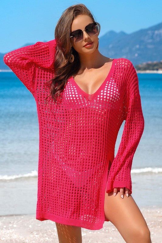 Stacey B's Crochet Side Split Beach Coverups Swimwear Dress