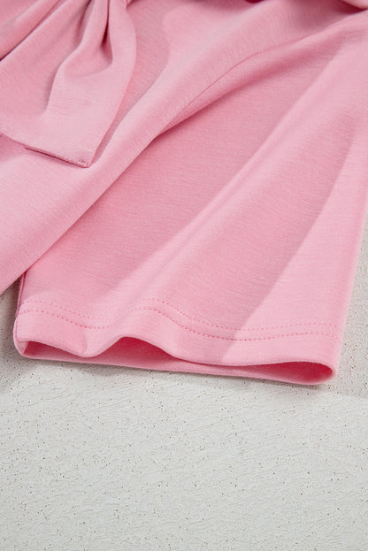 Stacey B's Pink Bow Applique Half Sleeve T-shirt