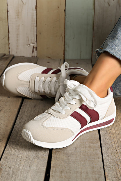 Stacey B's Blackish Green Patchwork Breathable Lace Up Sneakers