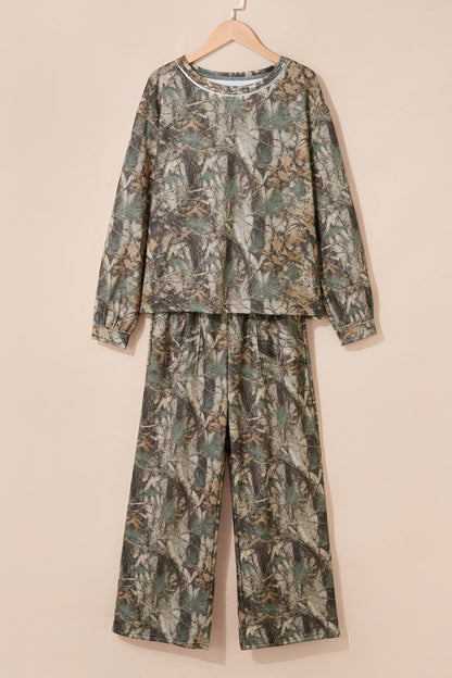 Stacey B's Green Abstract Print Long Sleeve Pant Set