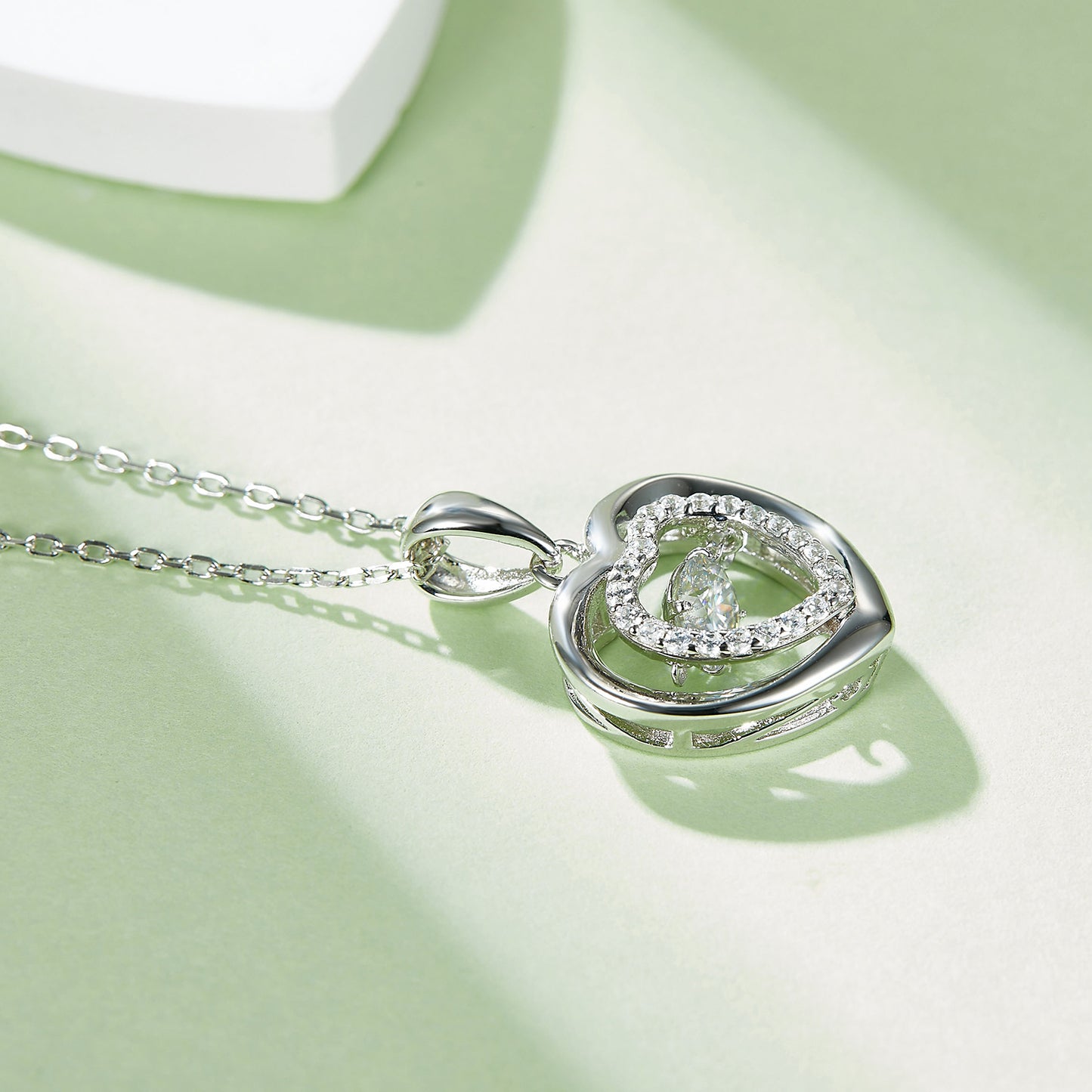 Stacey B's Moissanite 925 Sterling Silver Heart Necklace