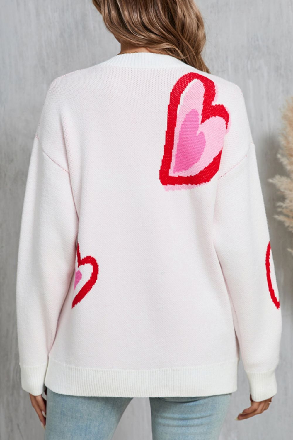 Stacey B's Angel Wings Heart Round Neck Long Sleeve Sweater