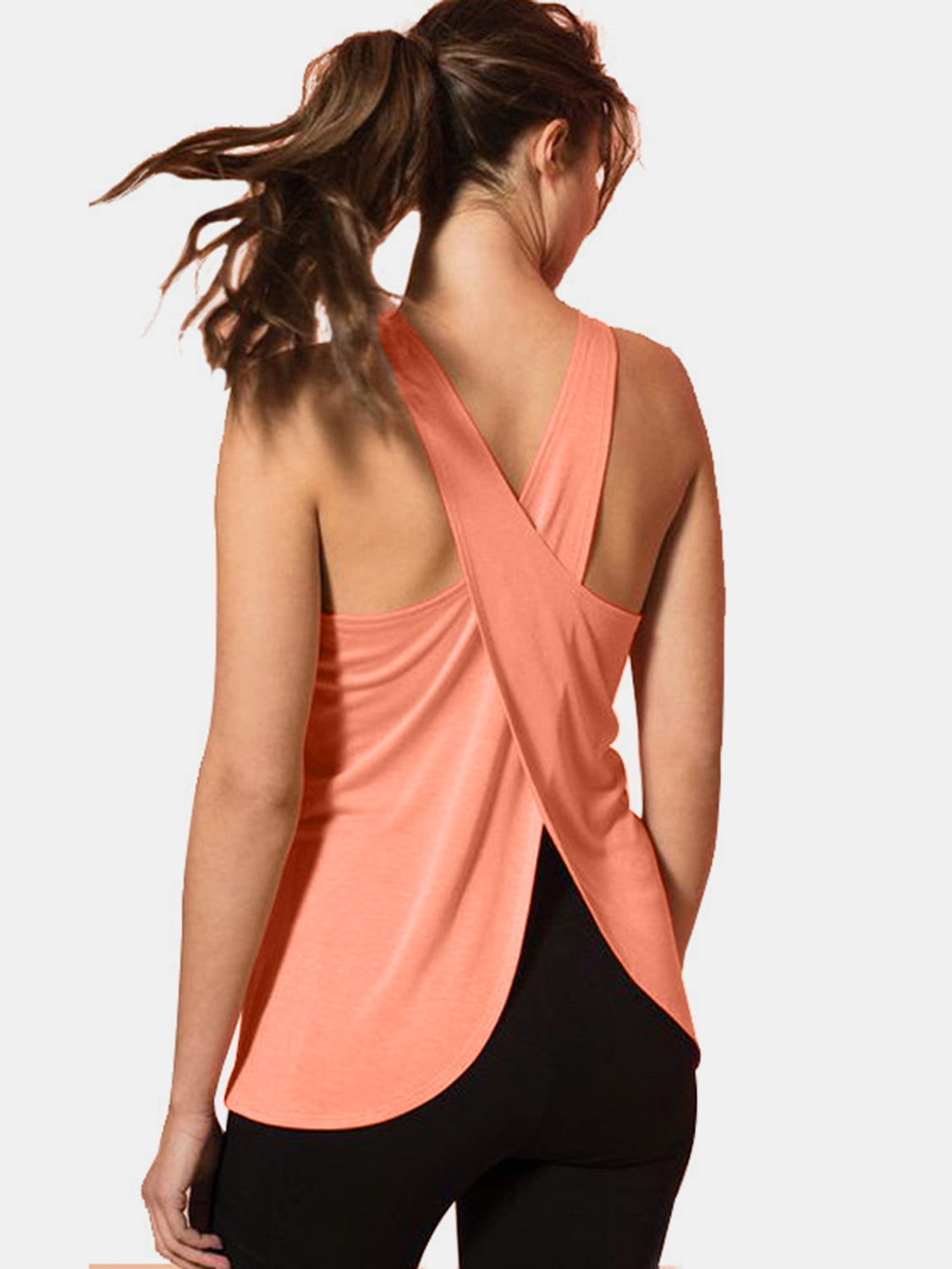 Stacey B's Crisscross Scoop Neck Active Tank