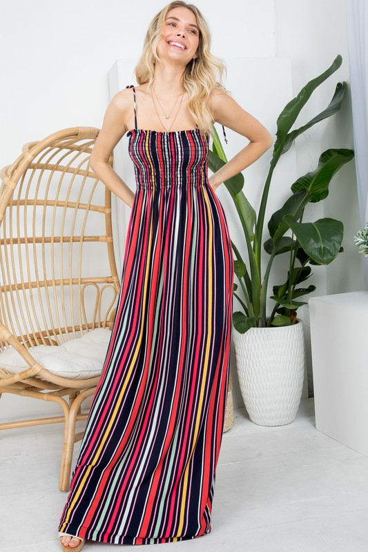 Stacey B's Plus Stripe Smocked Maxi Dress