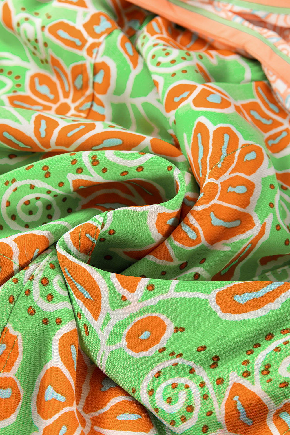 Stacey B's Green Floral Print Pocketed Front Knot High Waist Casual Shorts