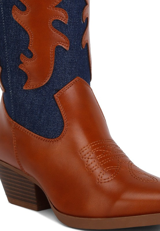 Stacey B's Fallon Faux Leather Patchwork Cowboy Boots