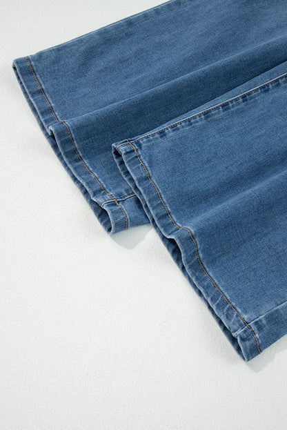 Stacey B's Ashleigh Blue Multi Buttons High Waist Wide Leg Jeans With Pockets