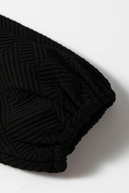 Stacey B's Black Textured Puff Sleeve Top and Pants Set