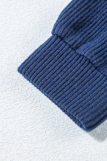 Stacey B's Navy Blue Ribbed Knit Cropped Hoodie and Drawstring Joggers Set