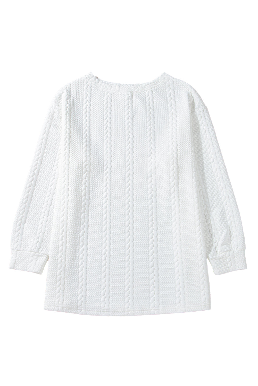 Stacey B's White Textured Loose Plus Size Long Sleeve Top